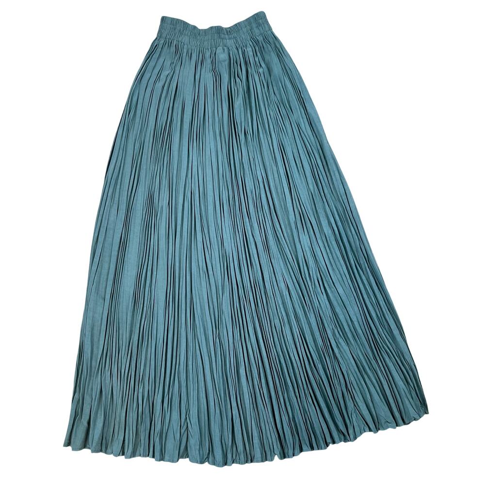 Vintage LONGHORN by Niver Western Wear Blue Crinkle Rayon Maxi Skirt (Sz S)